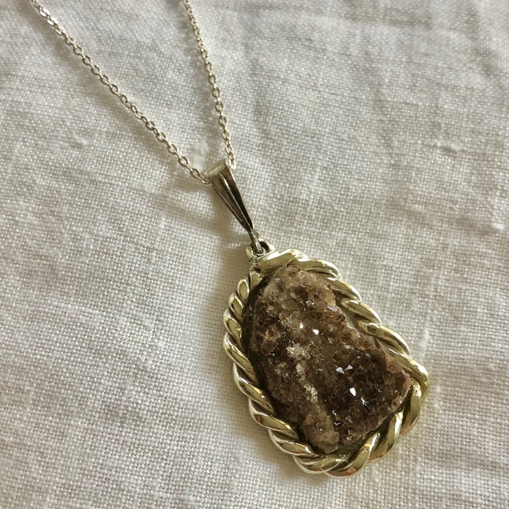 Solid Sterling Silver Crystal Necklace - image 3